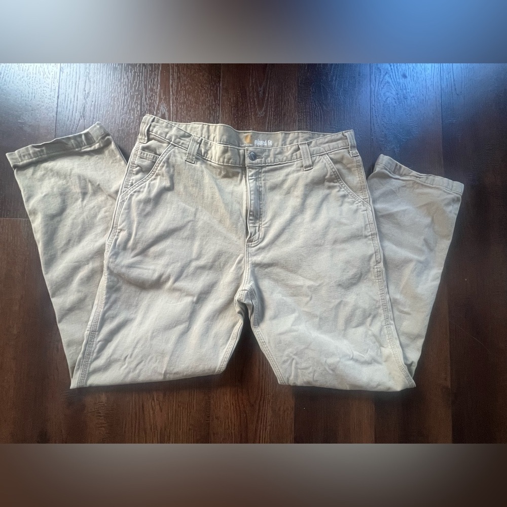 Carhartt 102291253 Rugged Flex Men 40x34 Tan Khaki Relaxed Fit Carpenter Pant TN